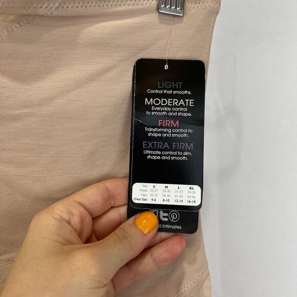 NWT CUPID Intimates Sheer Panel High Waist Shaping Thong Extra Firm Warm Beige L - Picture 4 of 8